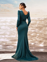Dark Green Long Sleeve Mermaid Split Dress